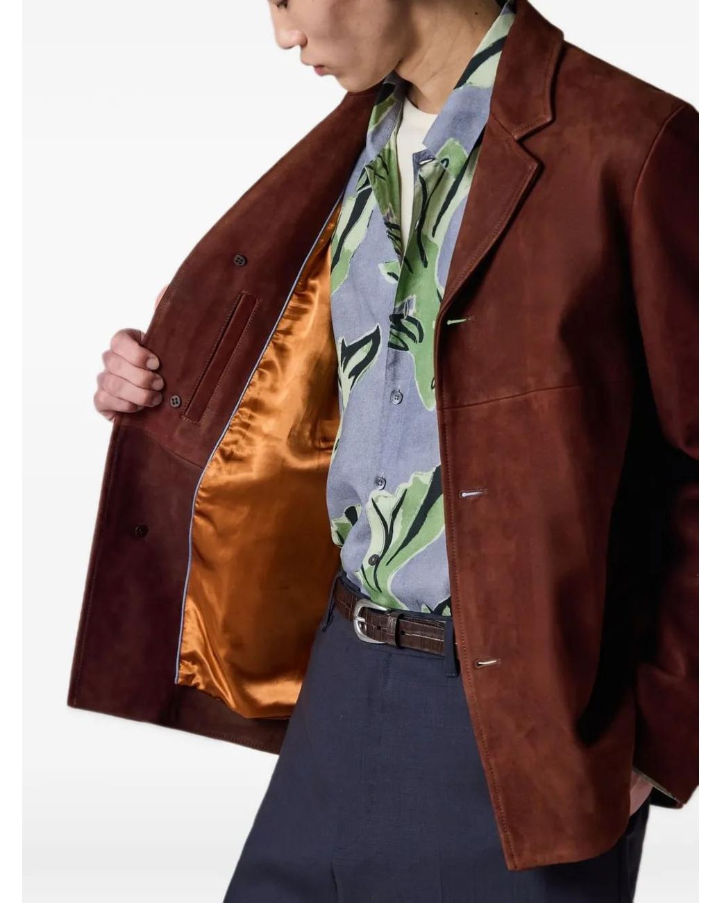 Paul Smith Brown Nubuck Leather Jacket for men