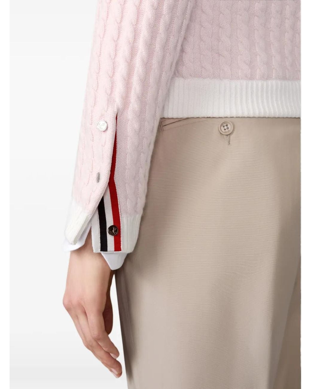 Thom Browne Pink Cashmere Baby Cable Stitch Cardigan