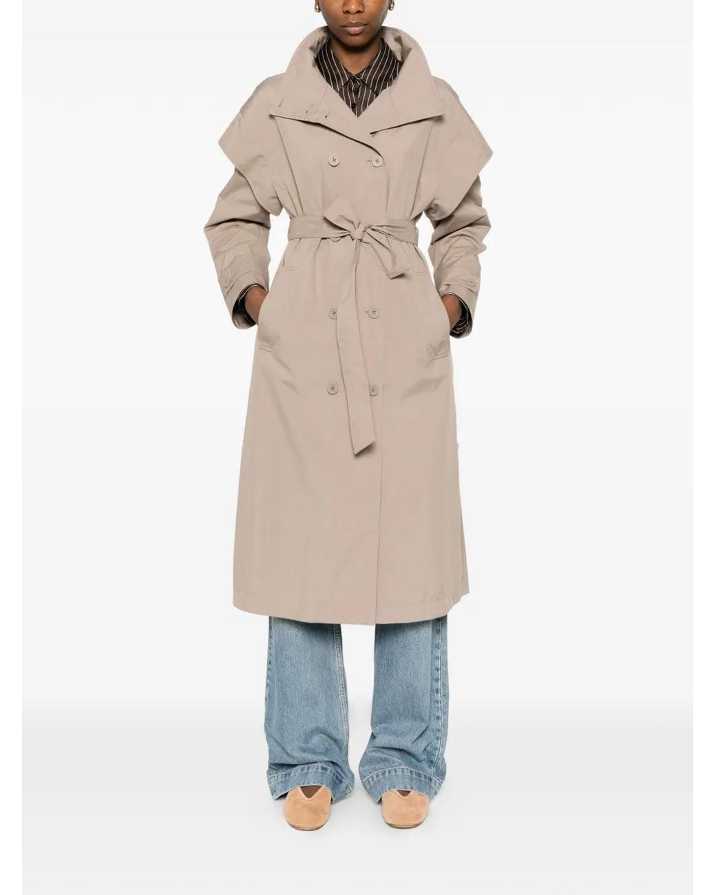 Herno Natural Double-Breasted Belted Coat