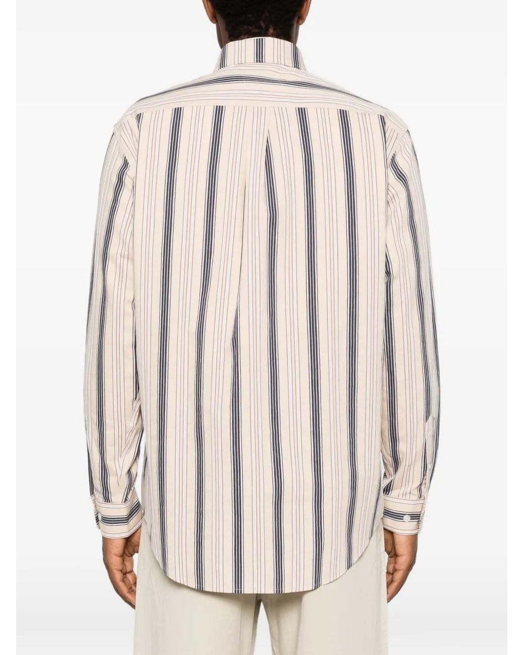 Drole de Monsieur White Striped Button-Down Shirt for men
