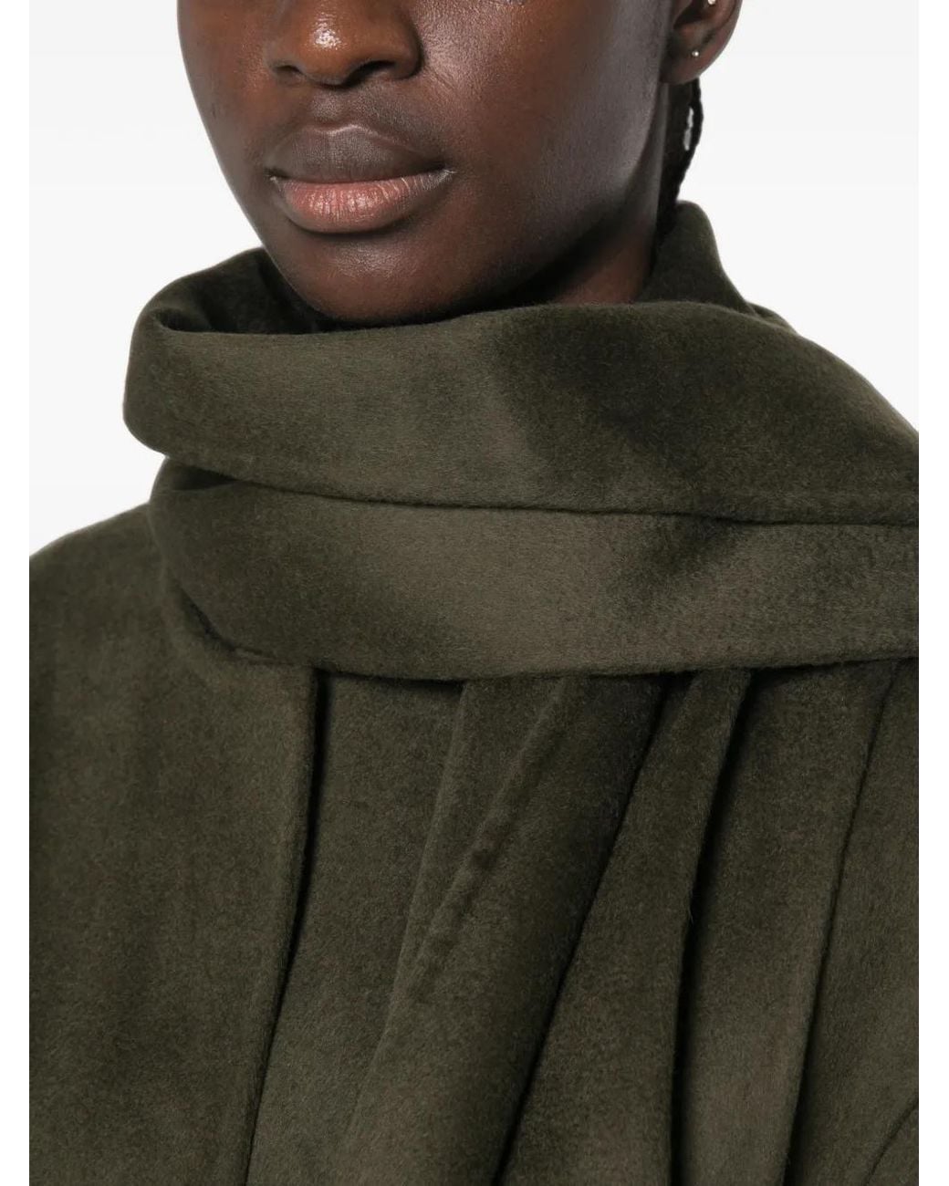 The Dynamis Studio Green Scarf-Detail Belted Coat
