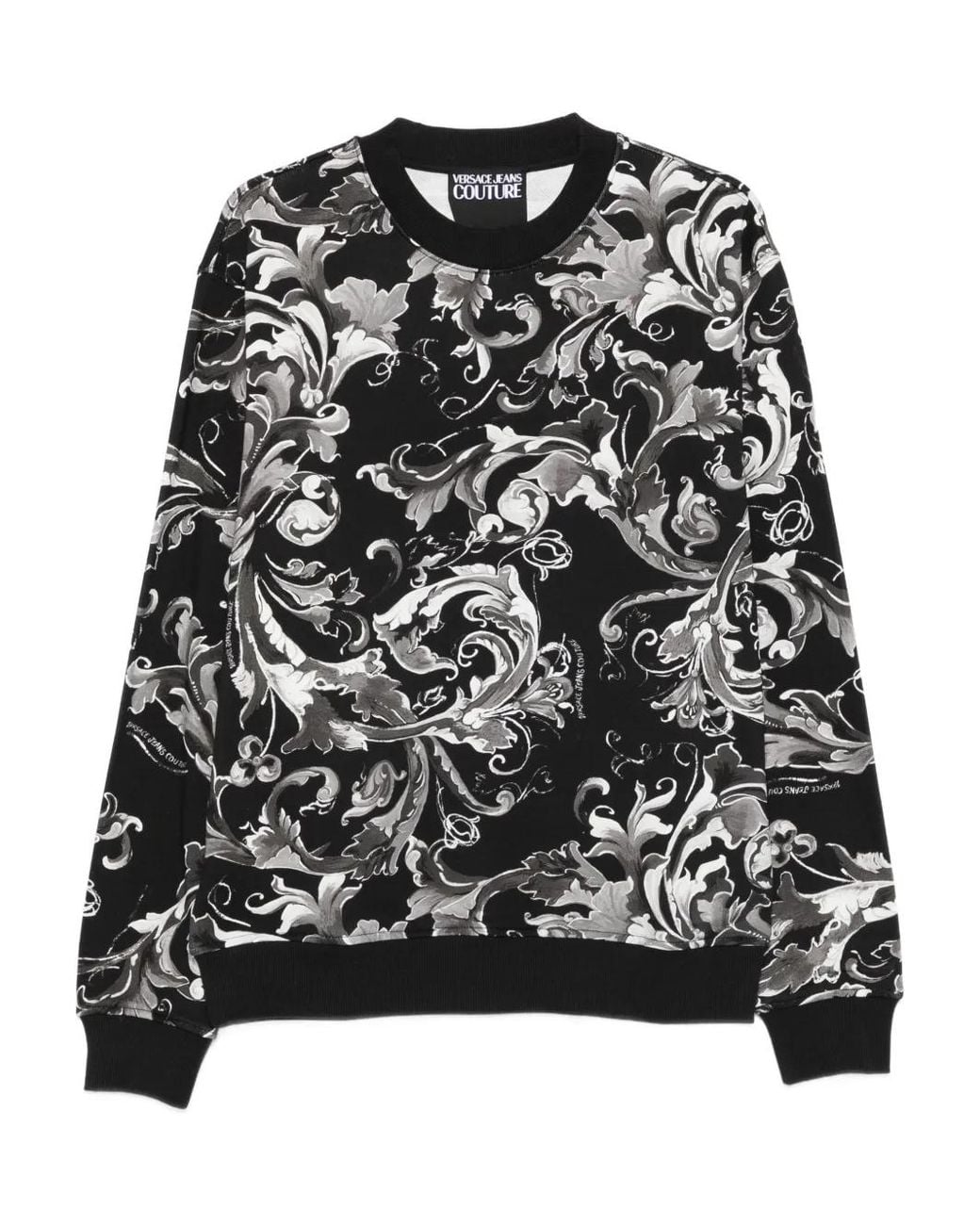 Versace Jeans Couture Black Baroque-Print Sweatshirt for men