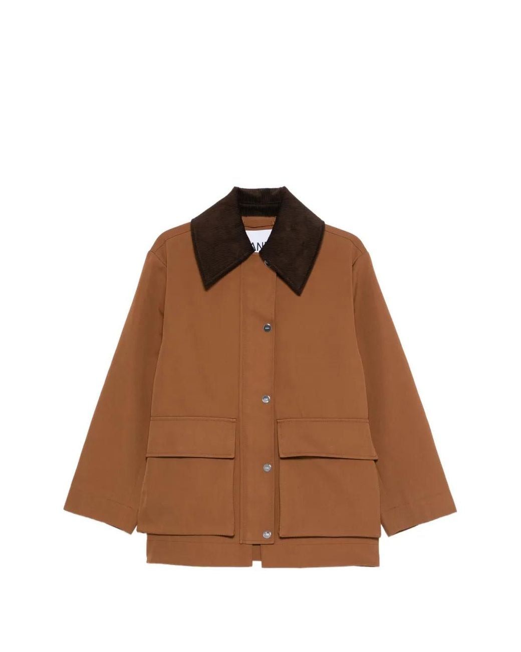 Ganni Brown Corduroy-Collar Pocket Jacket