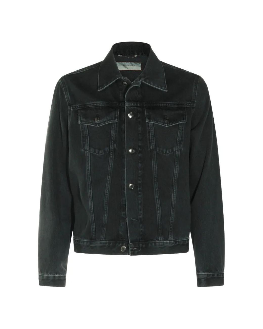 Canali Black Veste En Jean À Poches Plaquées for men