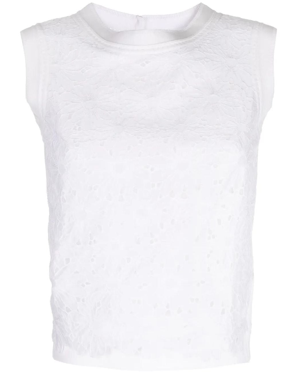 Shiatzy Chen White Lace-Detailing Sleeveless Vest