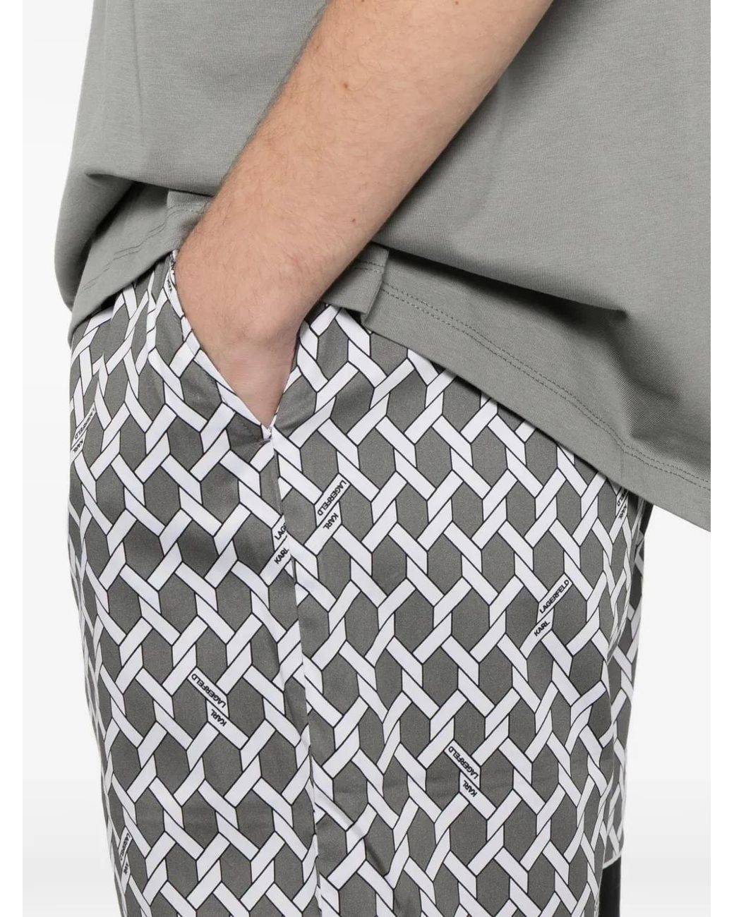 Karl Lagerfeld Gray Rope-Print Shorts for men