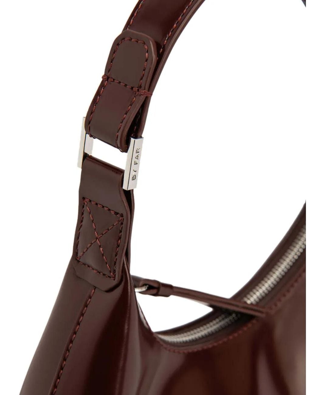 By Far Brown Amberette Semi-Patent Shoulder Bag