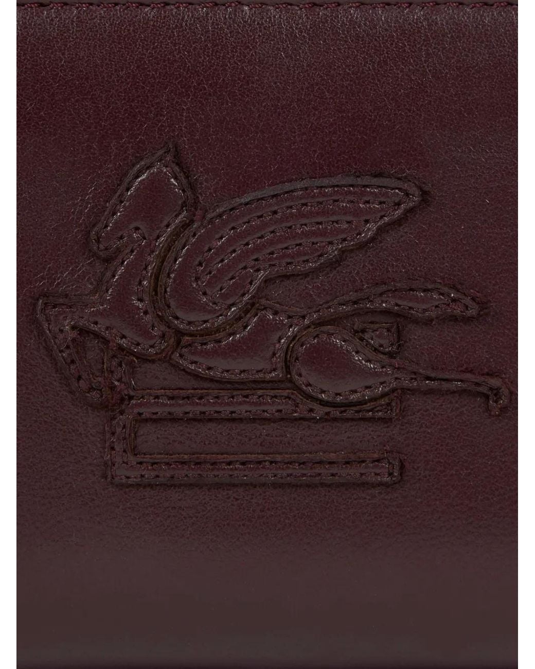 Etro Purple Libra Compact Zip-Around Leather Wallet Wih Pegaso