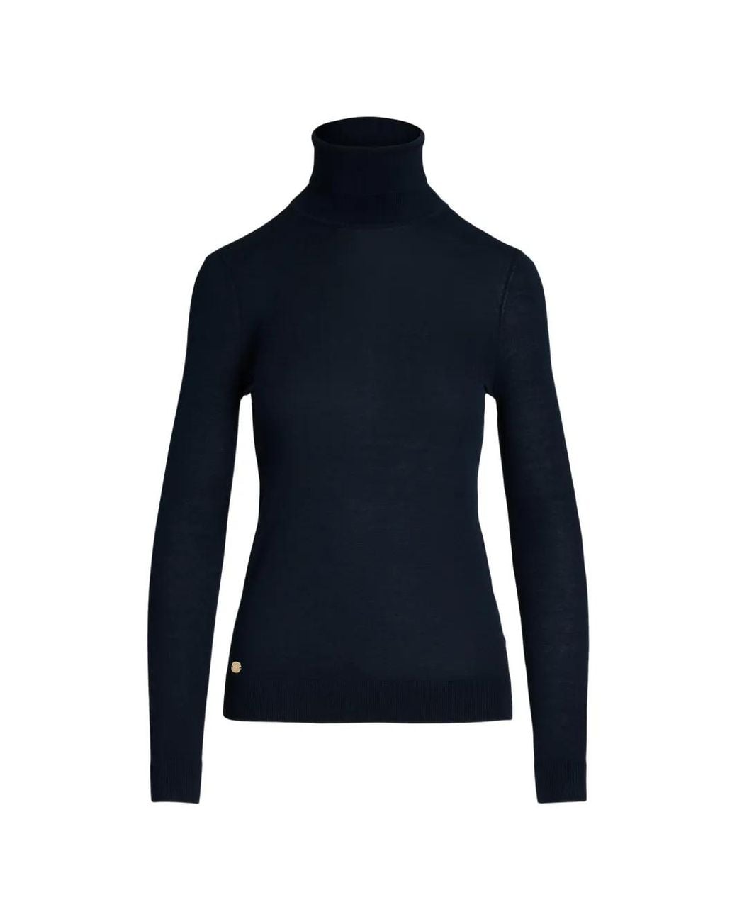 Ralph Lauren Blue Logo-Plaque Turtleneck Sweater