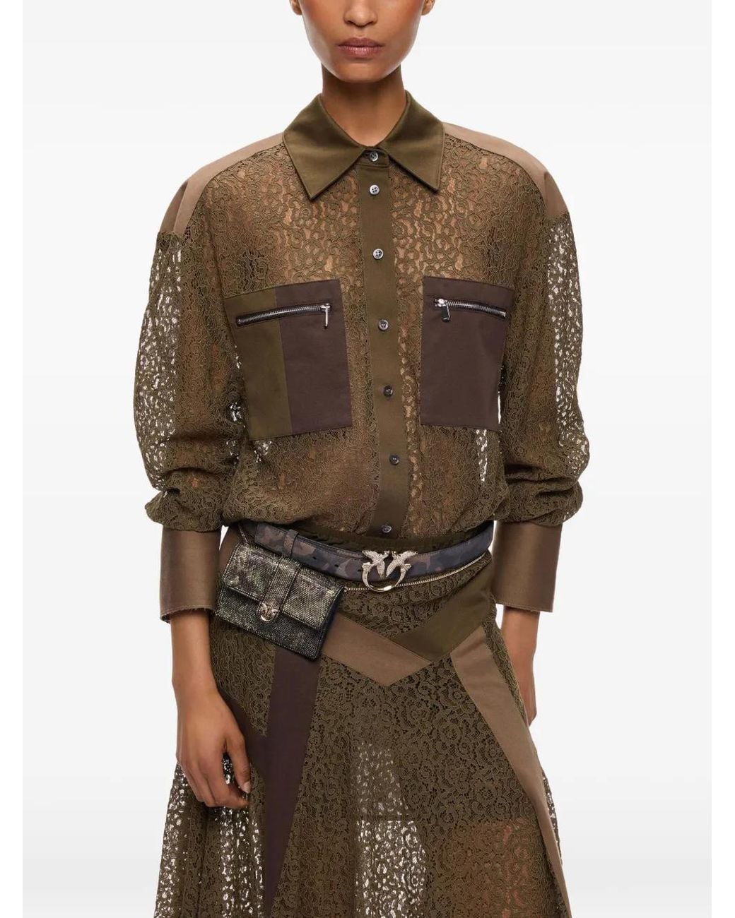 Camicia Con Inserti di Pinko in Brown