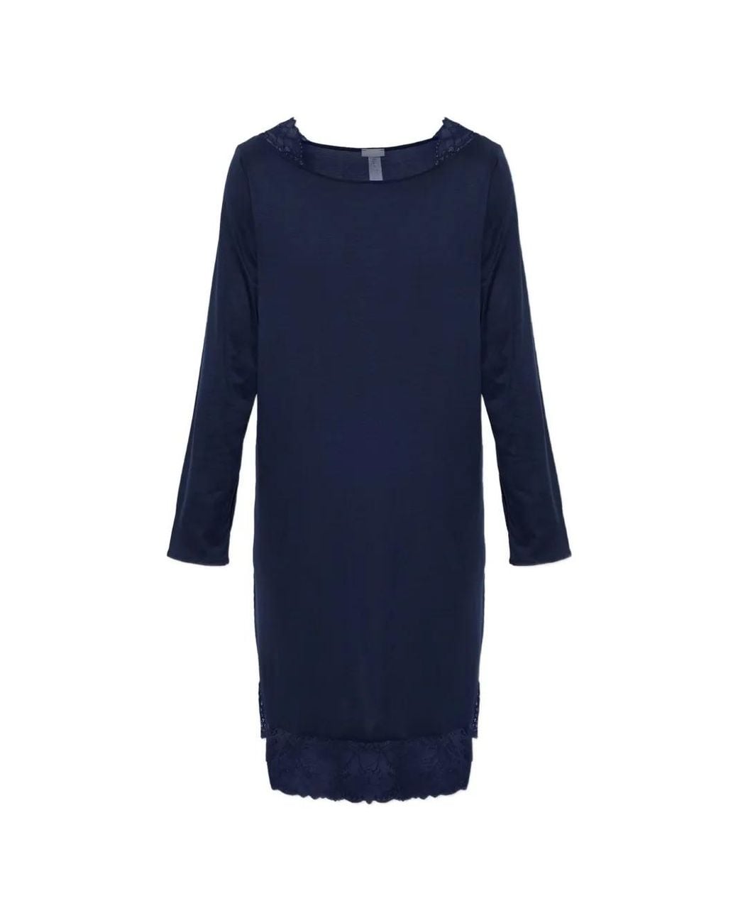 Hanro Blue Azelia Lace-Trim Nightdress