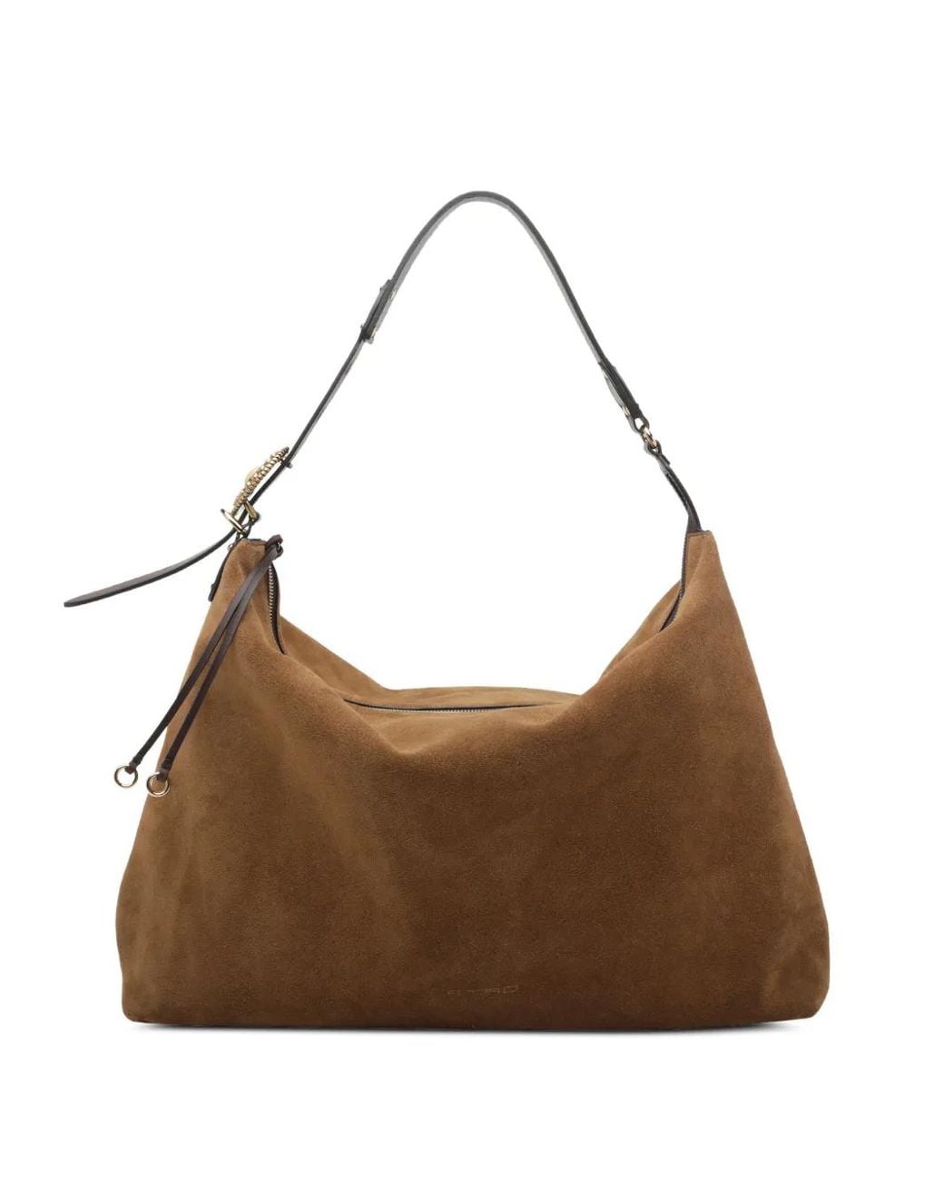 Etro Brown Grand Sac Porté Épaule Rosette En Daim