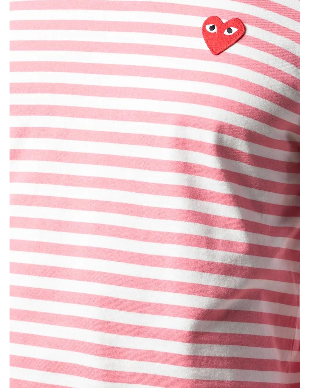 COMME DES GARÇONS PLAY Red Long Sleeve Heart Stripe Logo T-Shirt for men