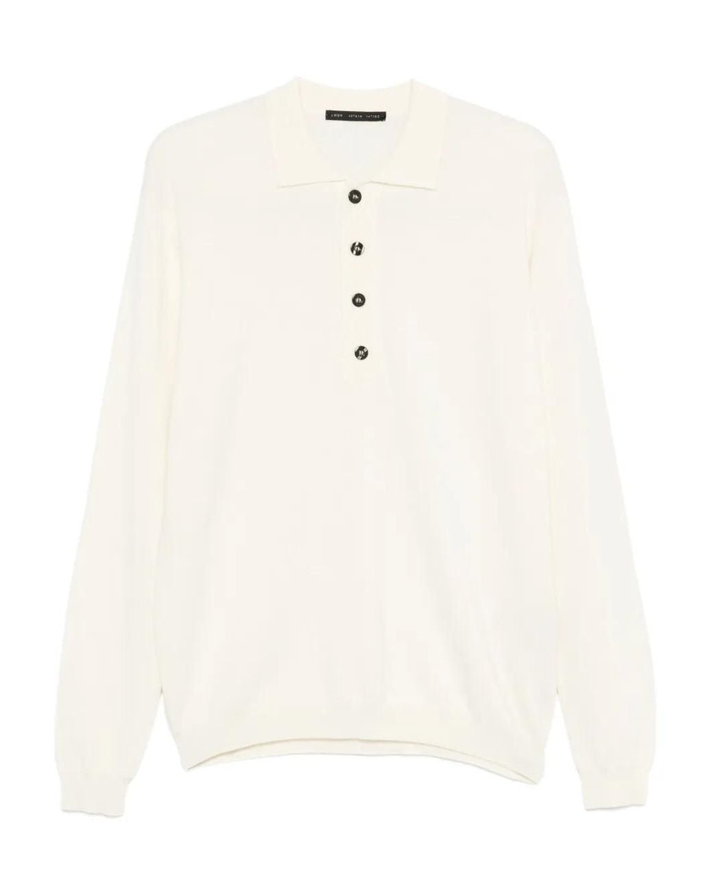 Low Brand White Button-Placket Polo Shirt for men