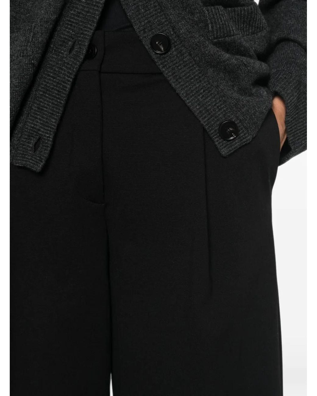 Liviana Conti Black Pleated Wide-Leg Trousers