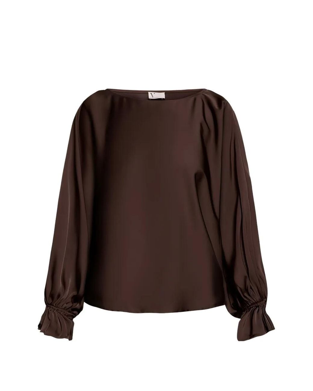 Vera Mont Brown Ruffled-Cuff Long-Sleeve Blouse