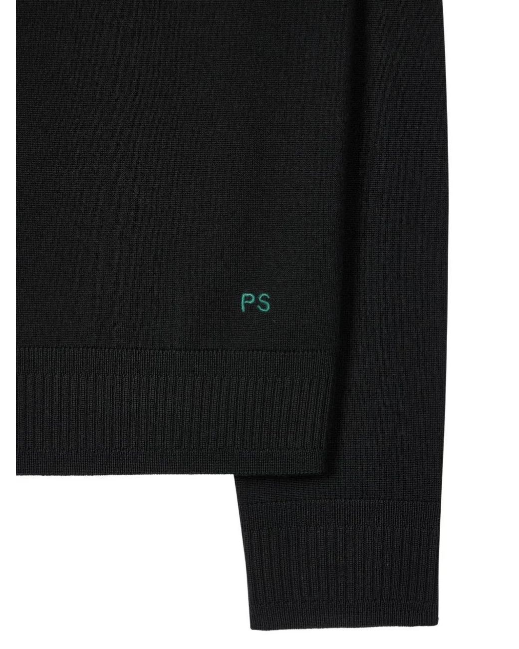 Paul Smith Black Contrast-Collar Merino Wool Cardigan for men