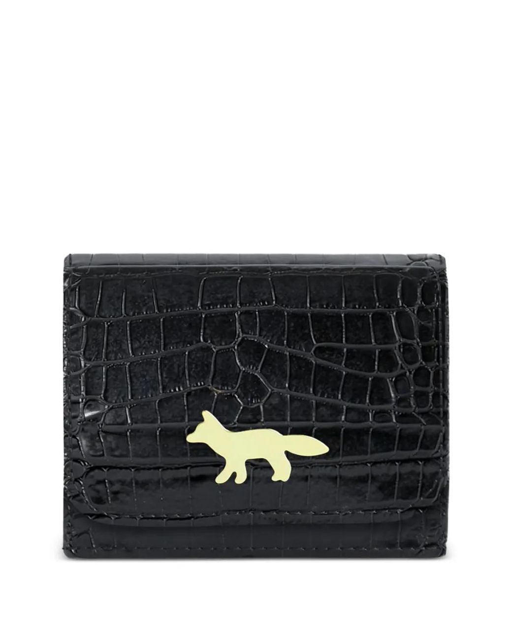 Maison Kitsuné Black Portefeuille Edie À Effet Peau De Crocodile