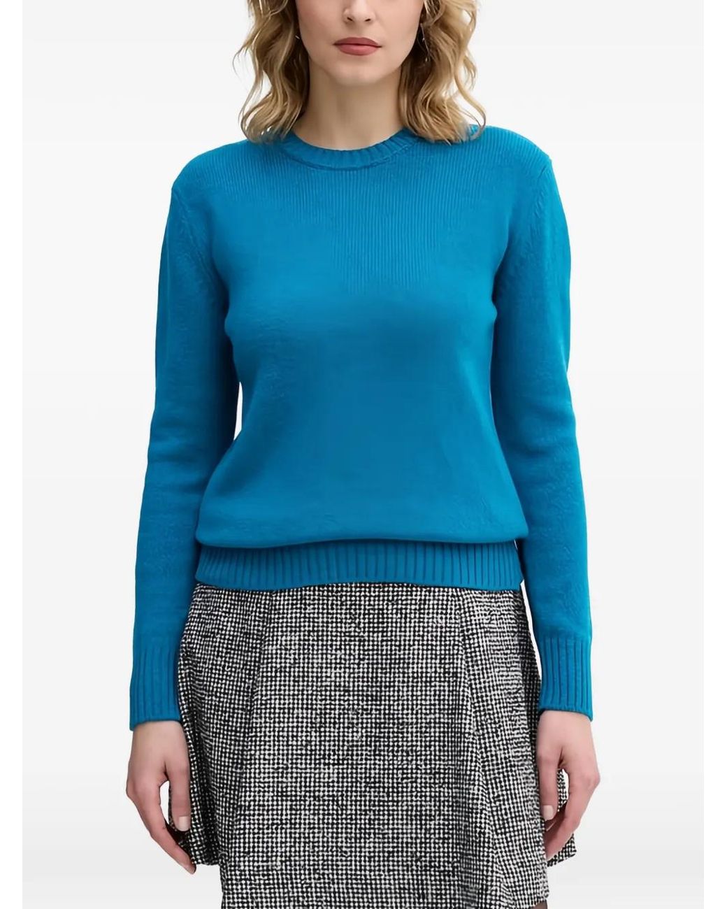 Benetton Blue Ribbed-Knit Sweater