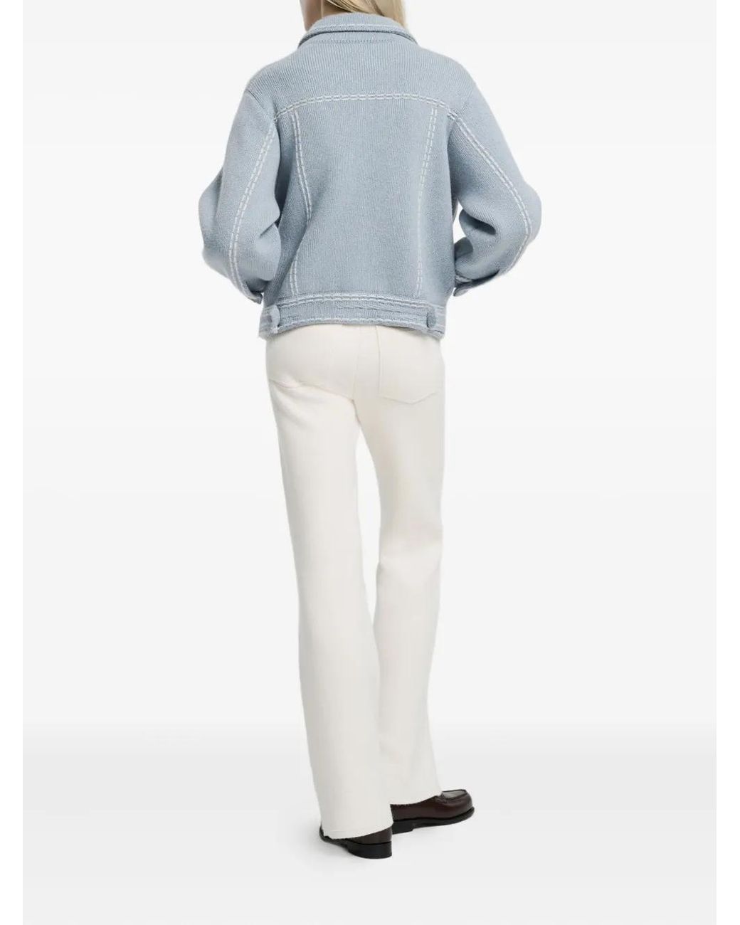 Barrie Blue Contrast-Stitching Jacket
