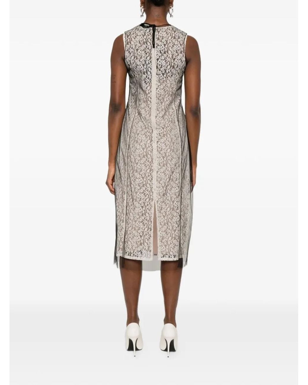 Fendi White Lace Midi Dress