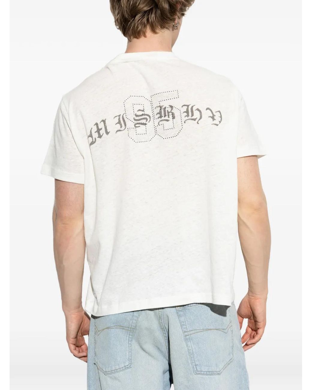 M I S B H V White Logo-Print T-Shirt