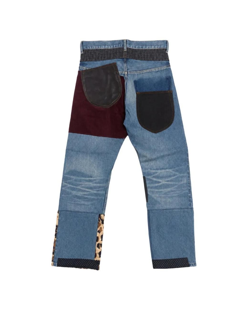Junya Watanabe Blue Patchwork Whiskered Jeans for men
