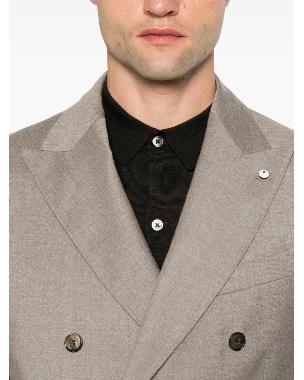 Luigi Bianchi Gray Double-Breasted Suit for men