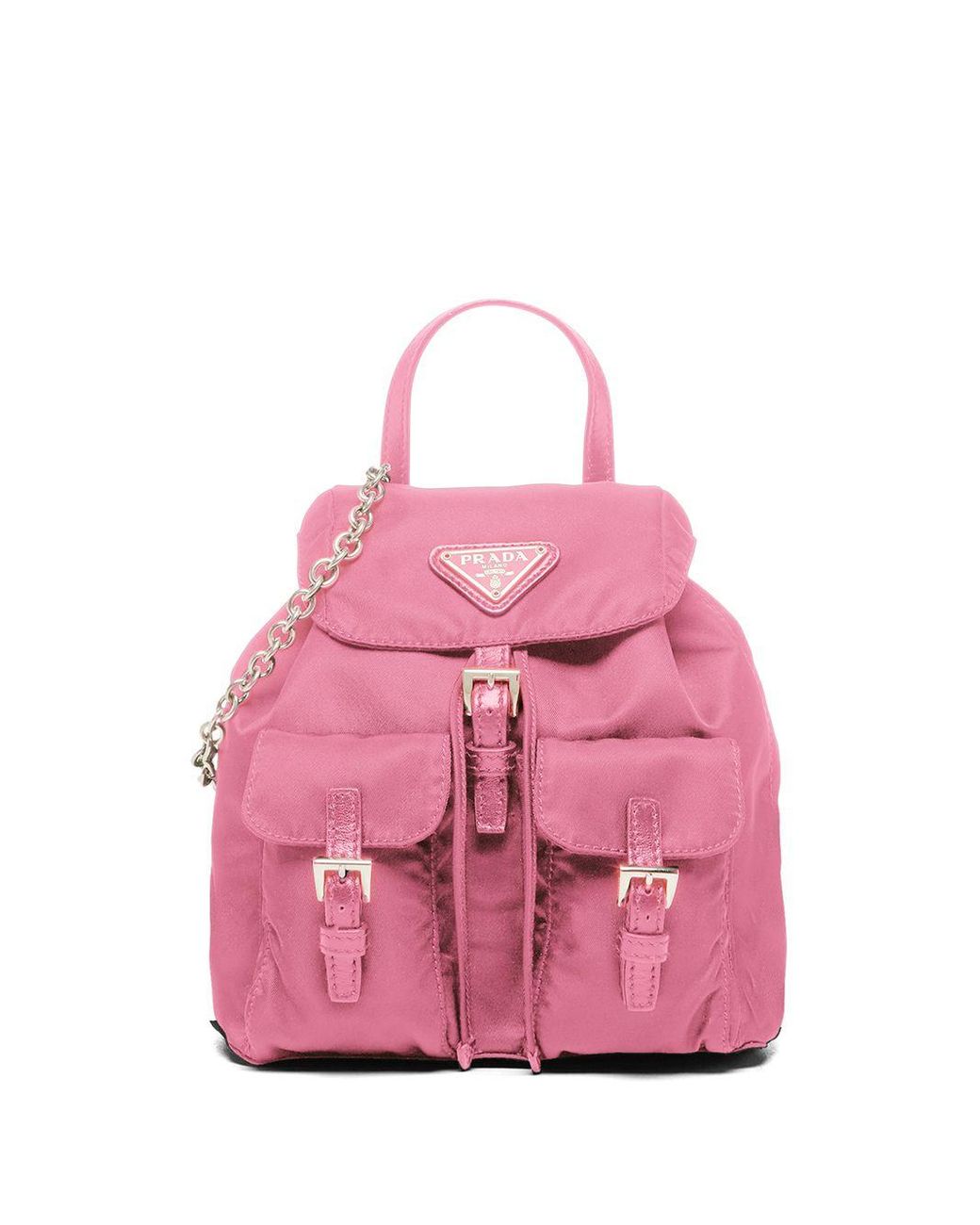 Prada Mini Logo-plaque Backpack in Pink | Lyst