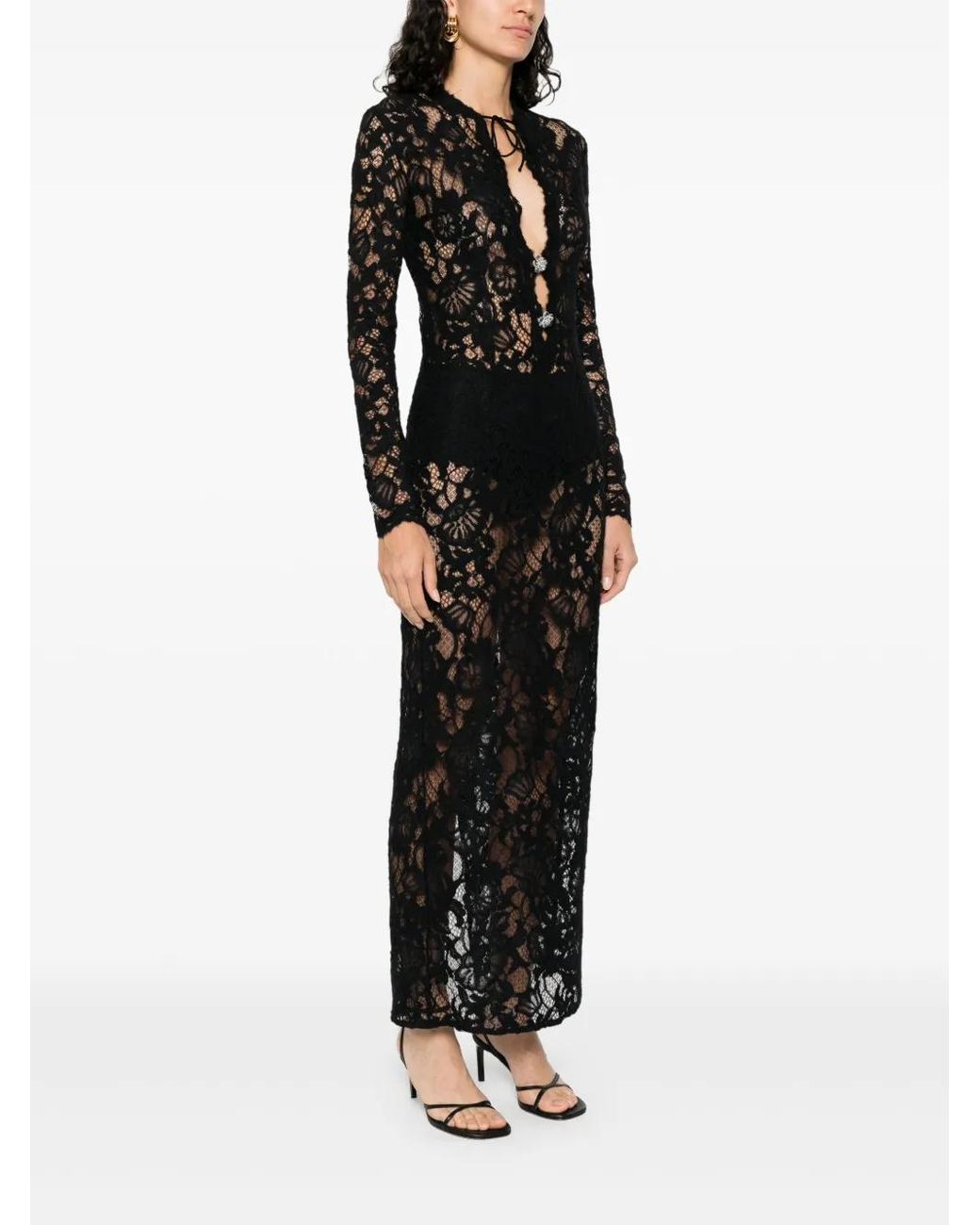 MANURI Laced Midi Dress in Black | Lyst