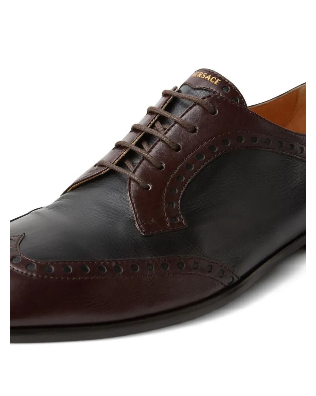 Versace Black Mick Leather Derby Shoes for men
