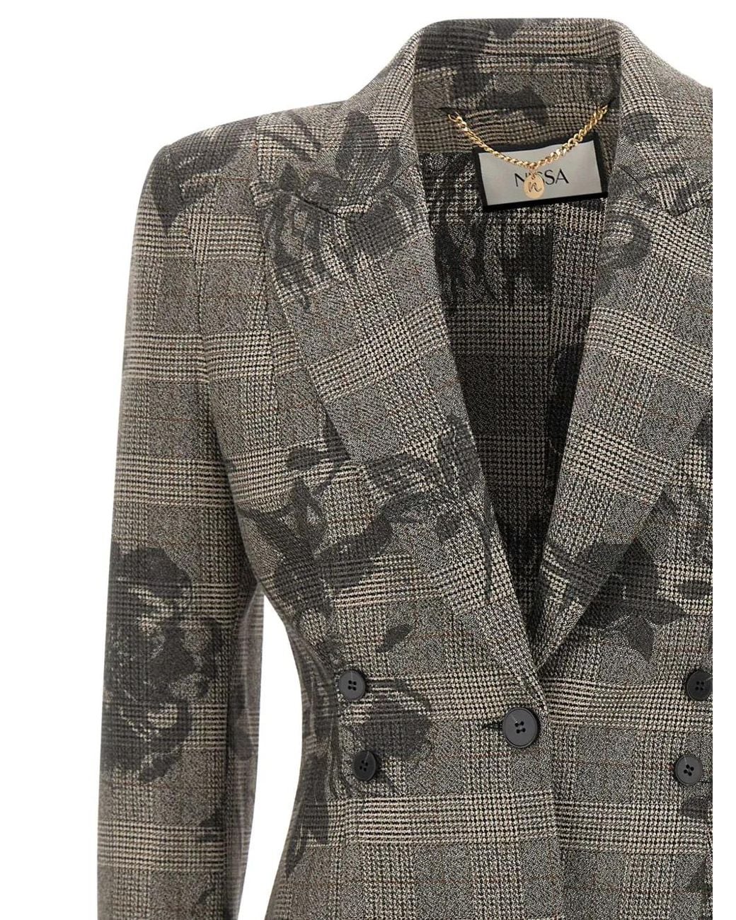 Nissa Gray Single-Breasted Fitted Blazer