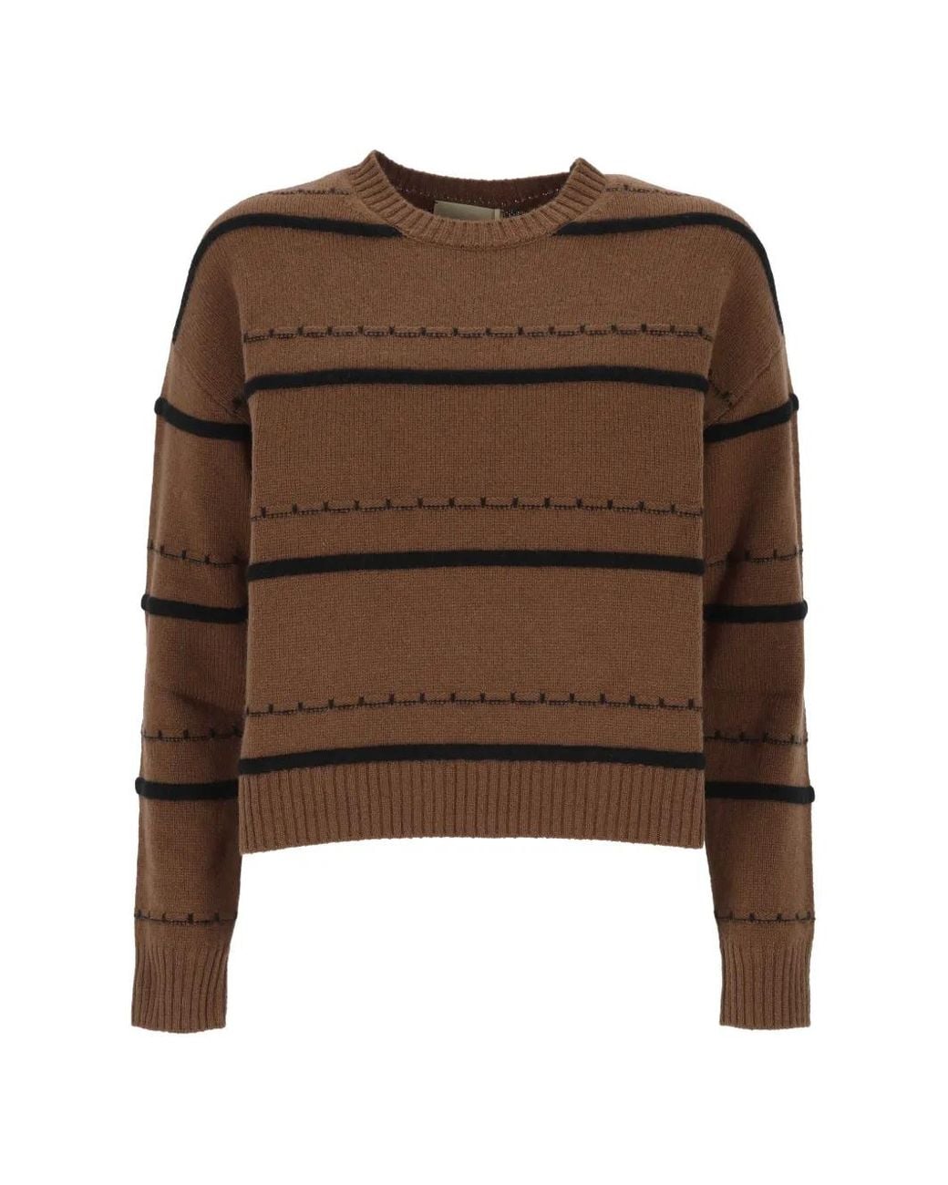 Pennyblack Brown Striped Crew-Neck Sweater