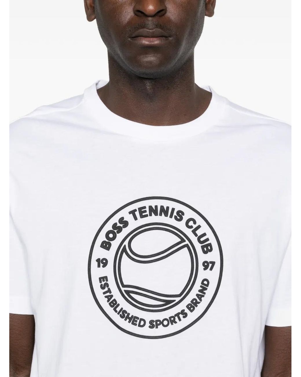 Boss White Graphic-Print T-Shirt for men