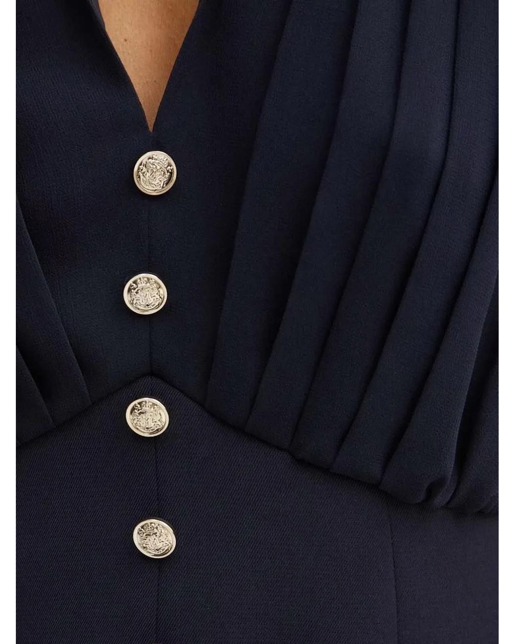 Morgan Blue Opli Pleated Sleeveless Button-Up Top