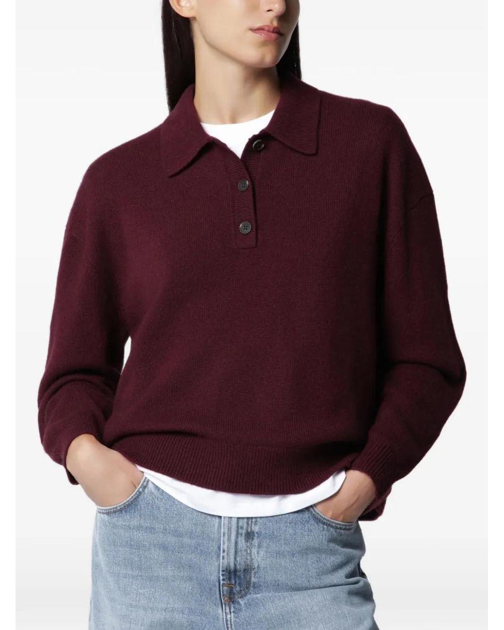 Anine Bing Red Lee Polo Sweater