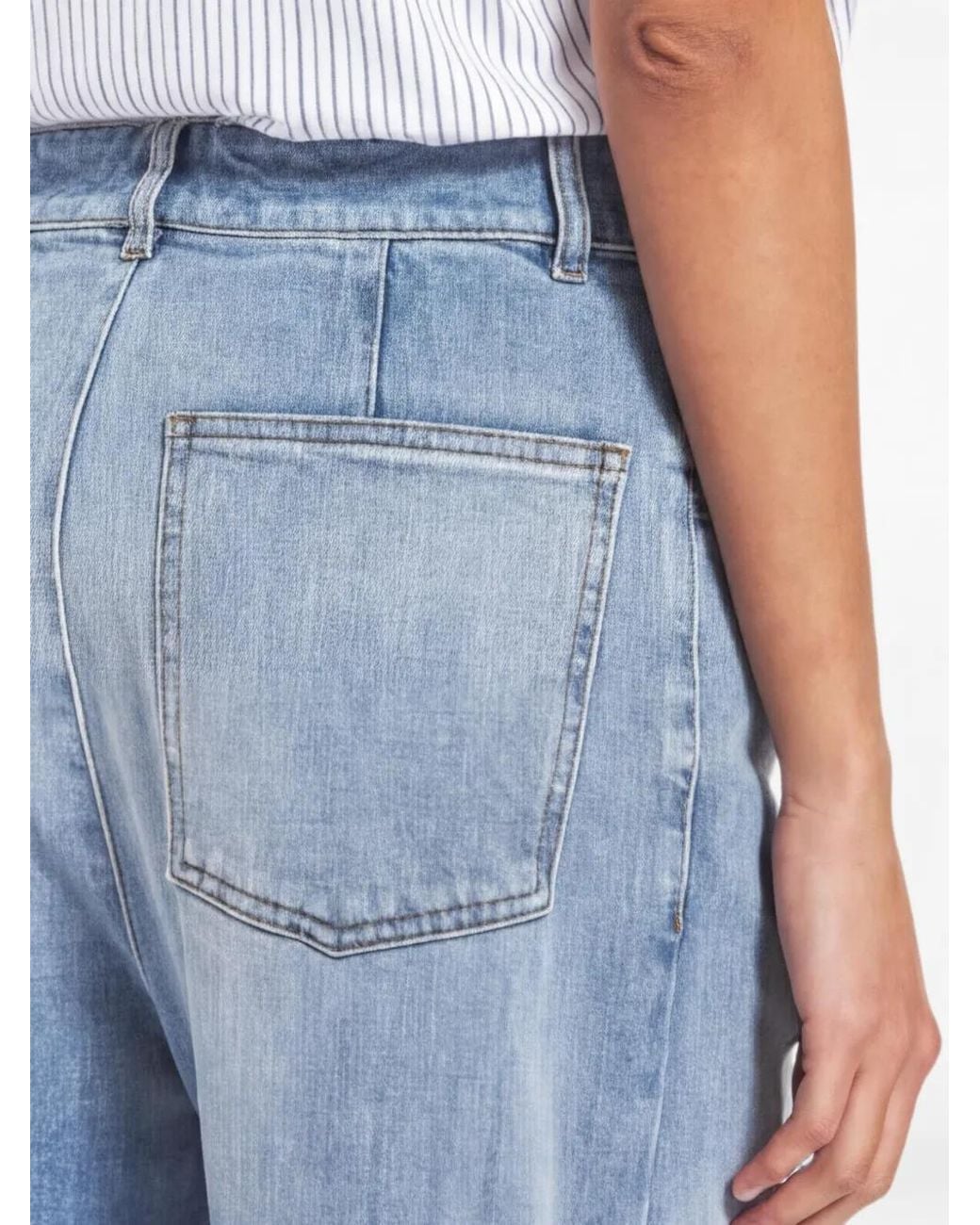 Barena Blue Jean Barone À Effet Délavé Et Plis Marqués