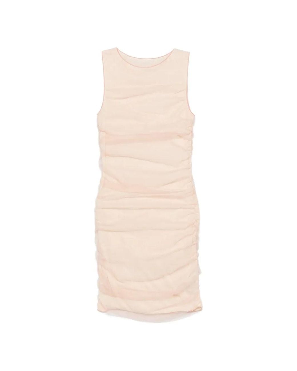 Patrizia Pepe White Ruched Sleeveless Mini Dress
