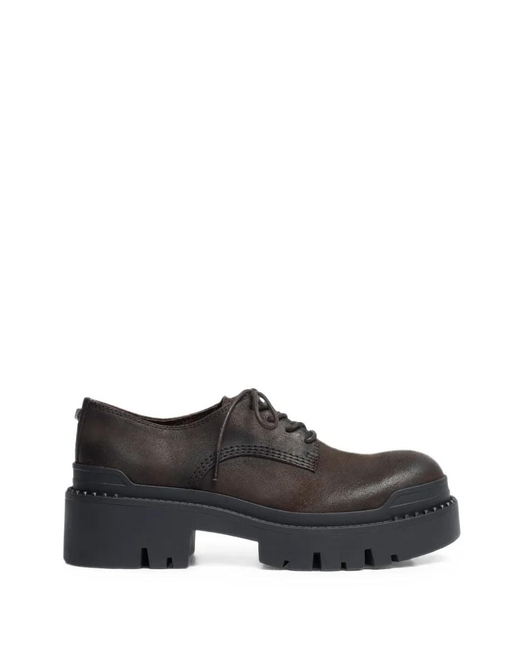 Ash Gray Net Chunky-Sole Lace-Up Derby Shoes