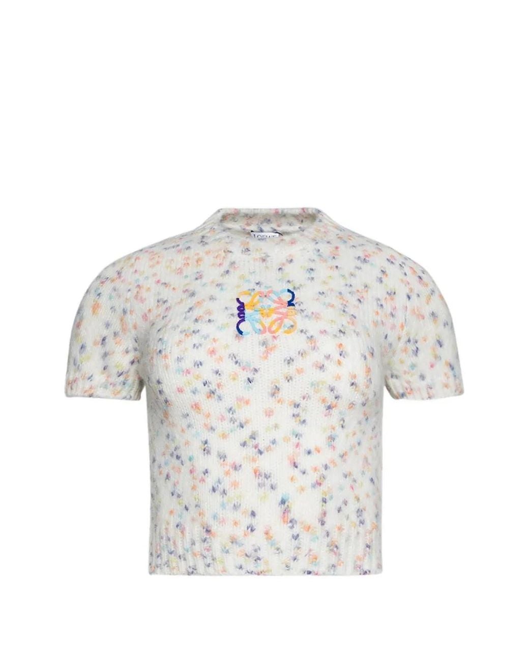 Loewe White Short-Sleeve Knitted Top