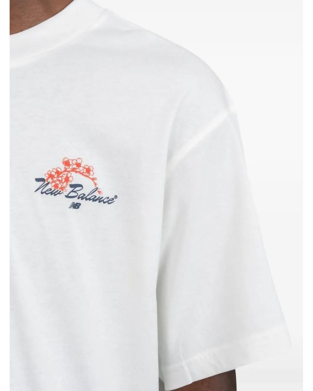 New Balance White Graphic-Print T-Shirt for men