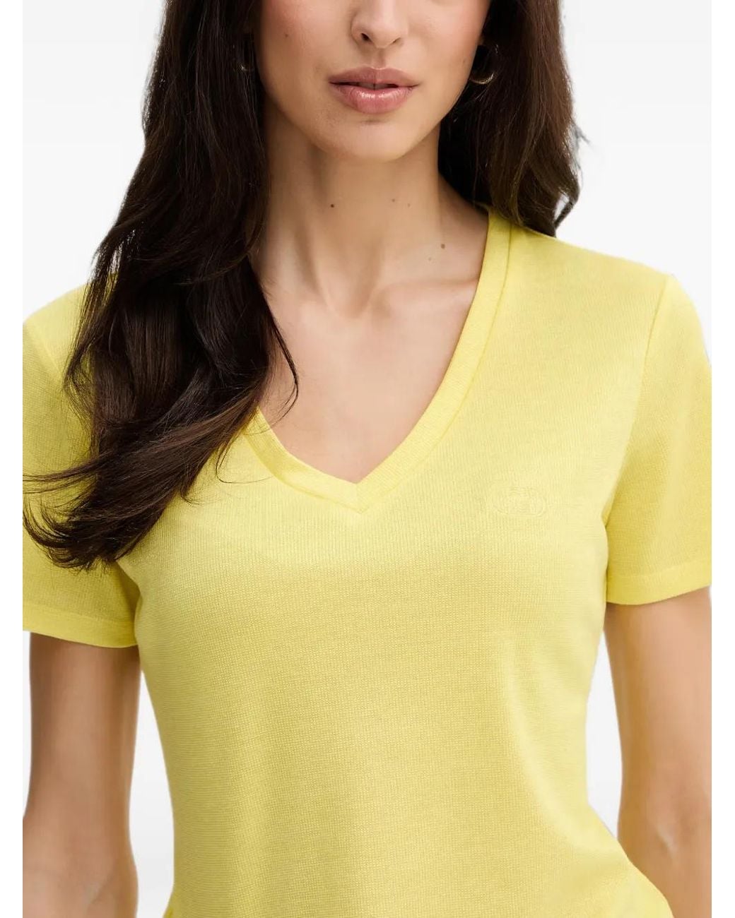 Liu Jo Yellow V-Neck T-Shirt