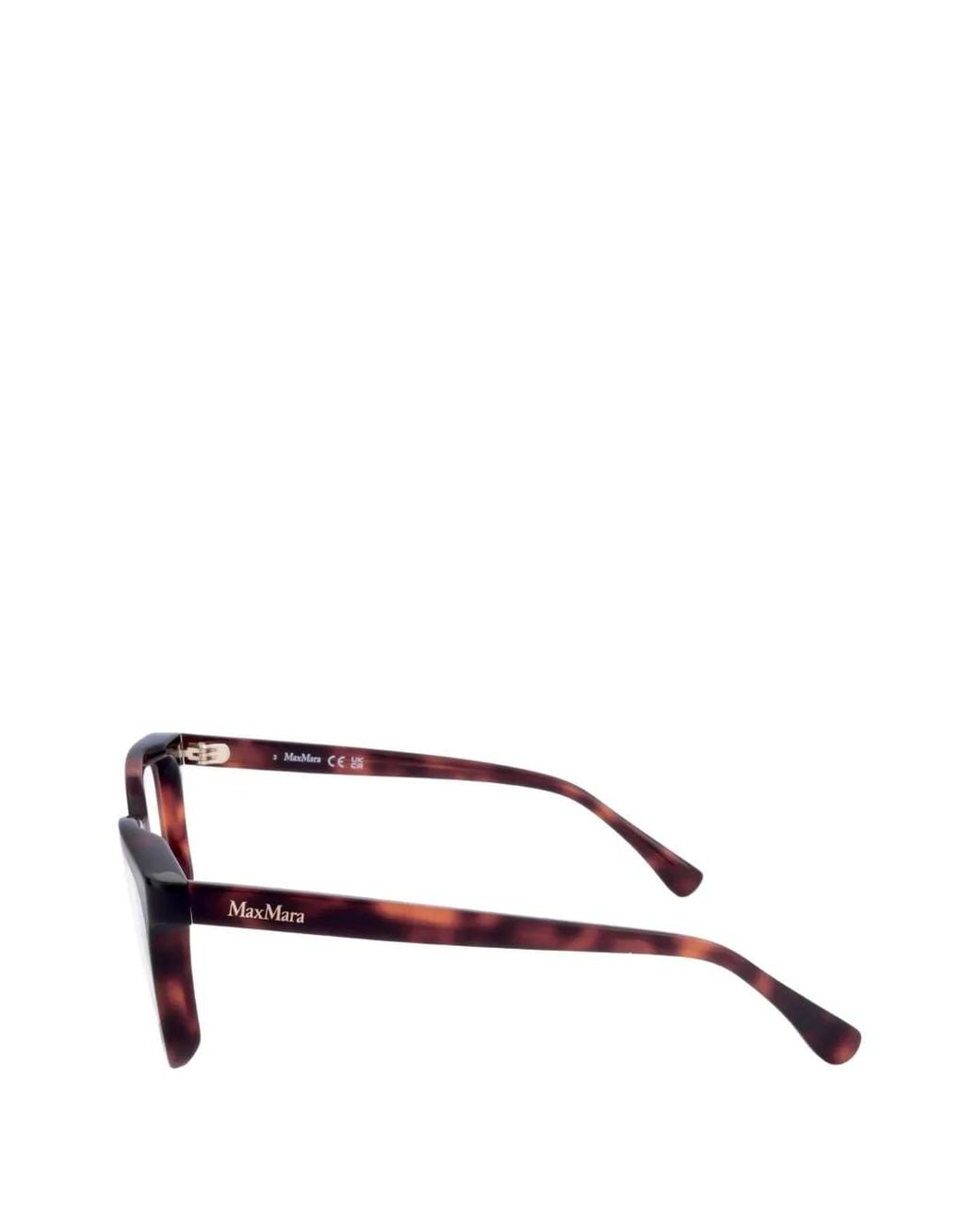 Max Mara Eyewear Brown Tortoiseshell-Effect Square-Frame Glasses