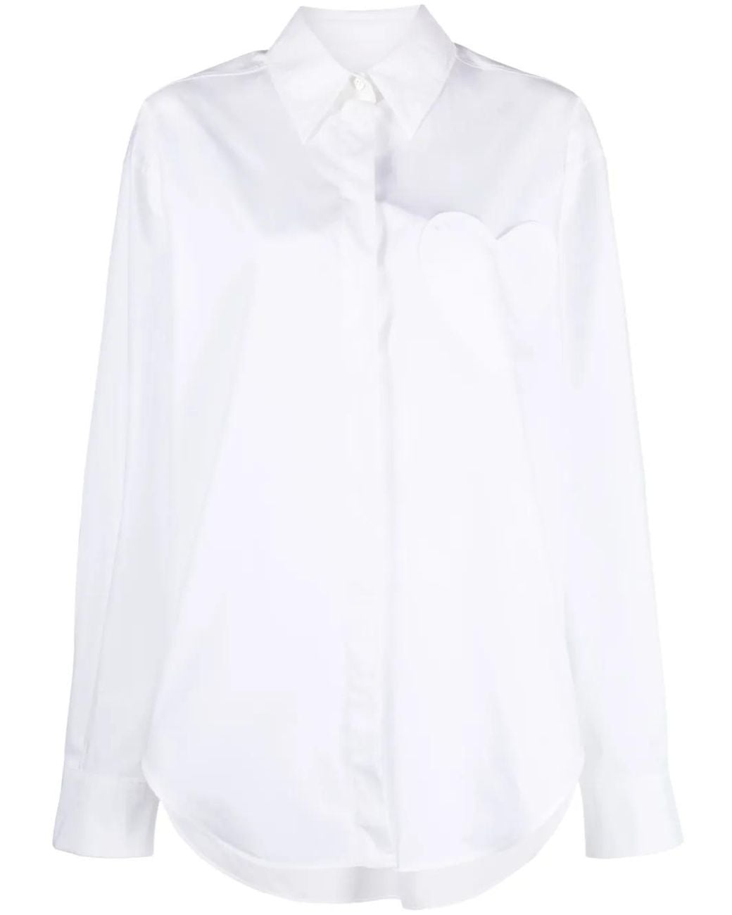 Moschino White Heart-Patch Cotton Shirt