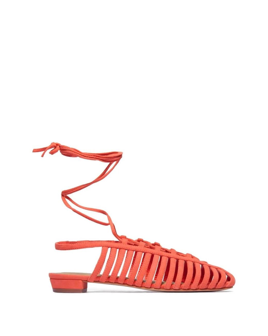 Bernardo Red Geneva Caged Lace-Up Sandals