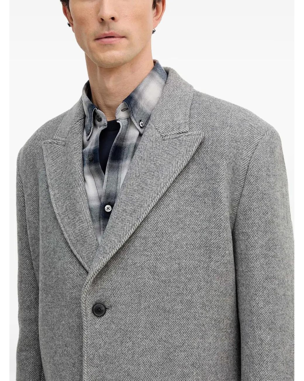 Trussardi Mantel Mit Fischgrätenmuster in Gray für Herren