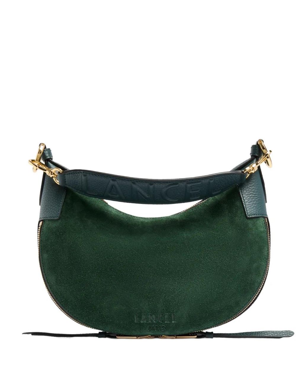 Lancel Green Small Origami Suede Shoulder Bag