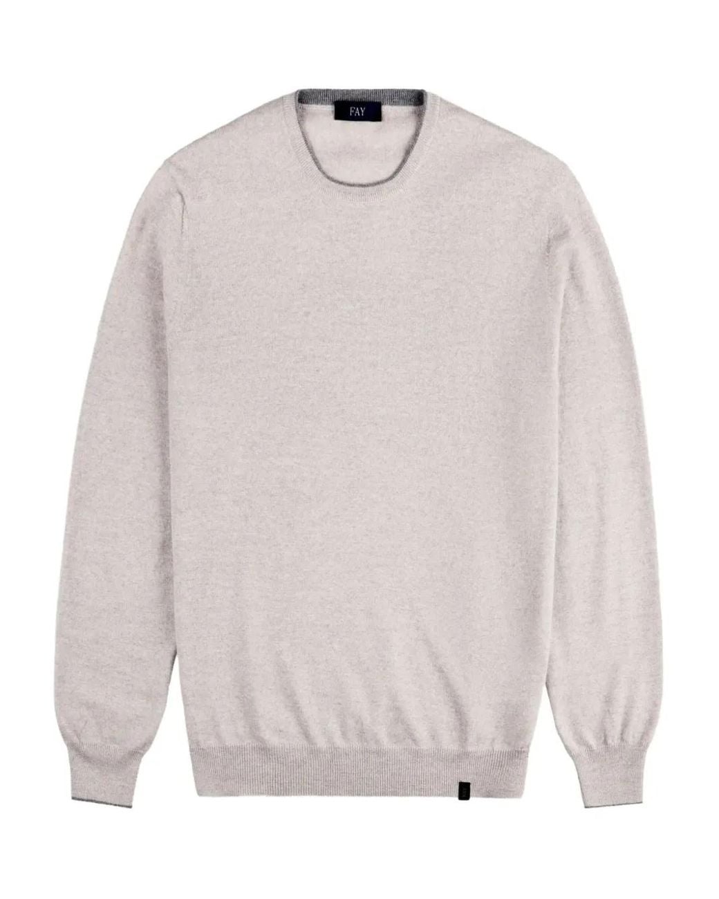 Fay White Elbow-Patch Crew-Neck Sweater for men