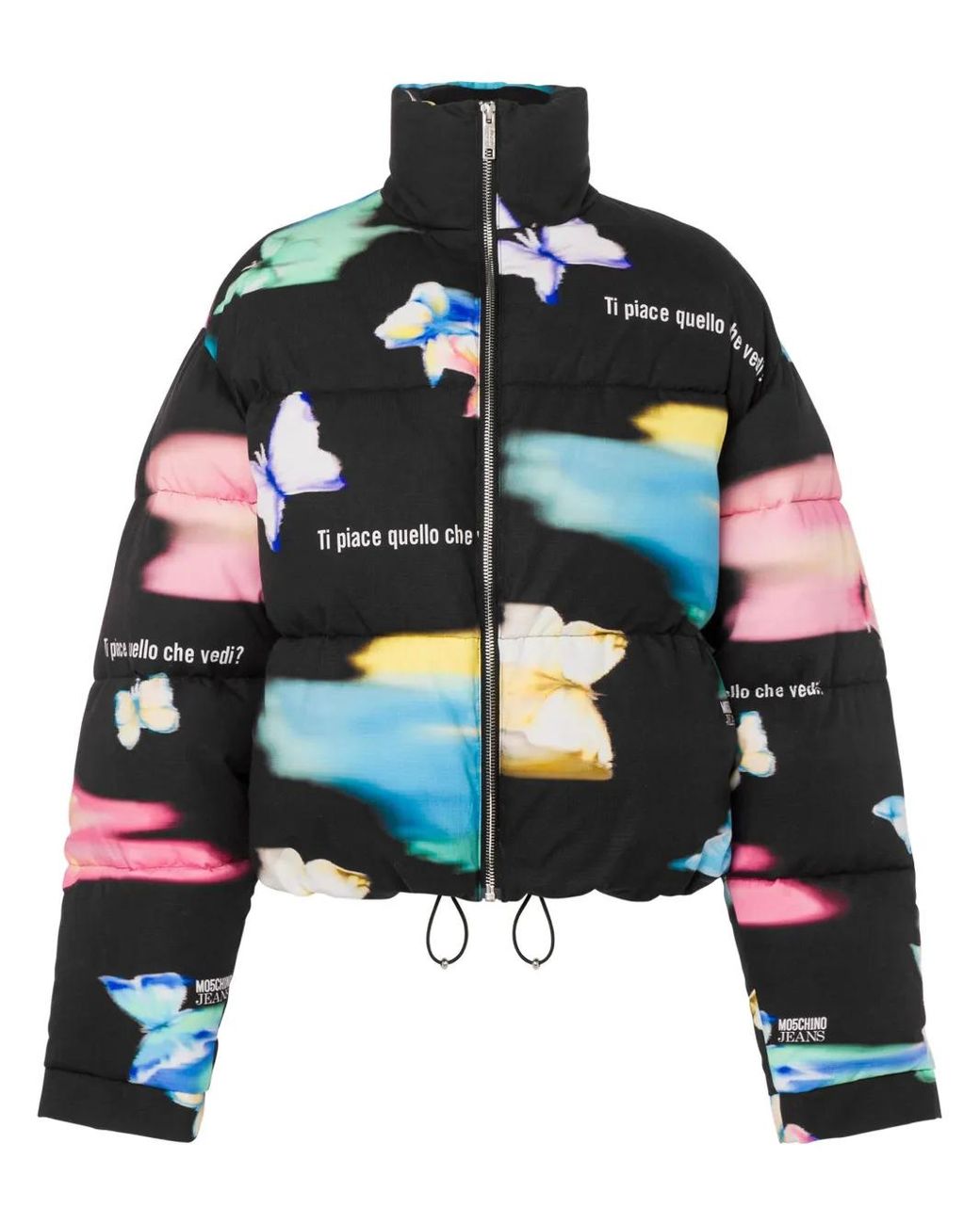Moschino Black Graphic-Print Puffer Jacket