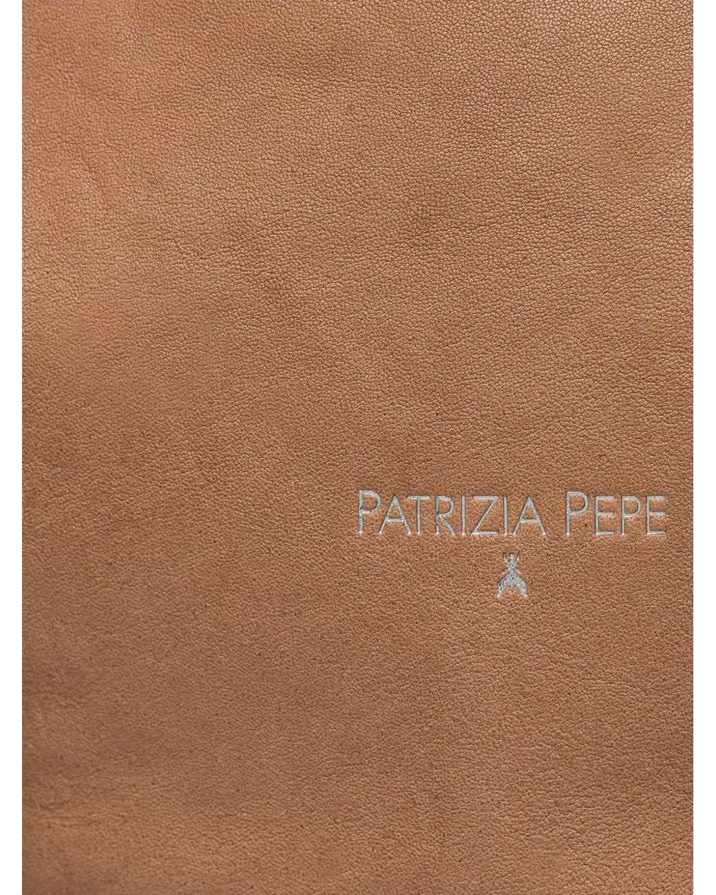 Patrizia Pepe Brown Logo-Print Calf Leather Tote Bag